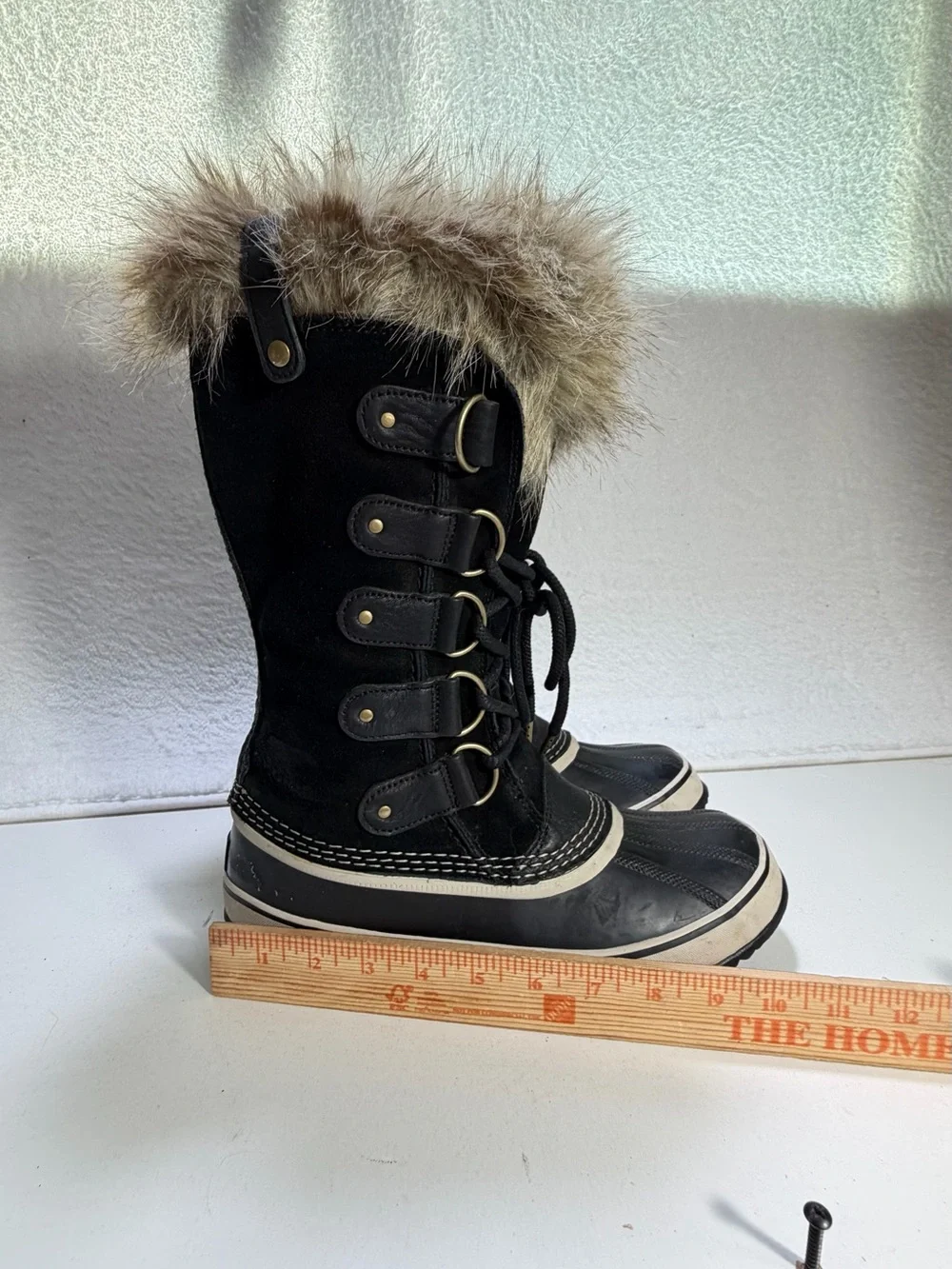 Sorel Joan of Arctic Waterproof Suede Snow Boots Black Womens Size 10 Winter